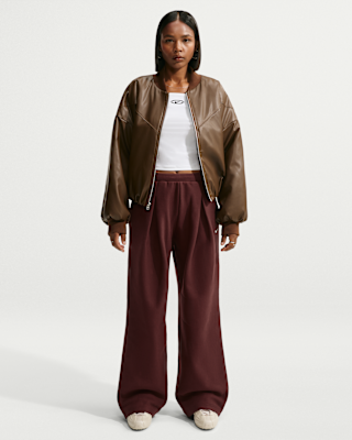 Nike スノーボードパンツ ブラウン Nike Studio Fleece Heavyweight Women's Oversized Pleated High-Rise